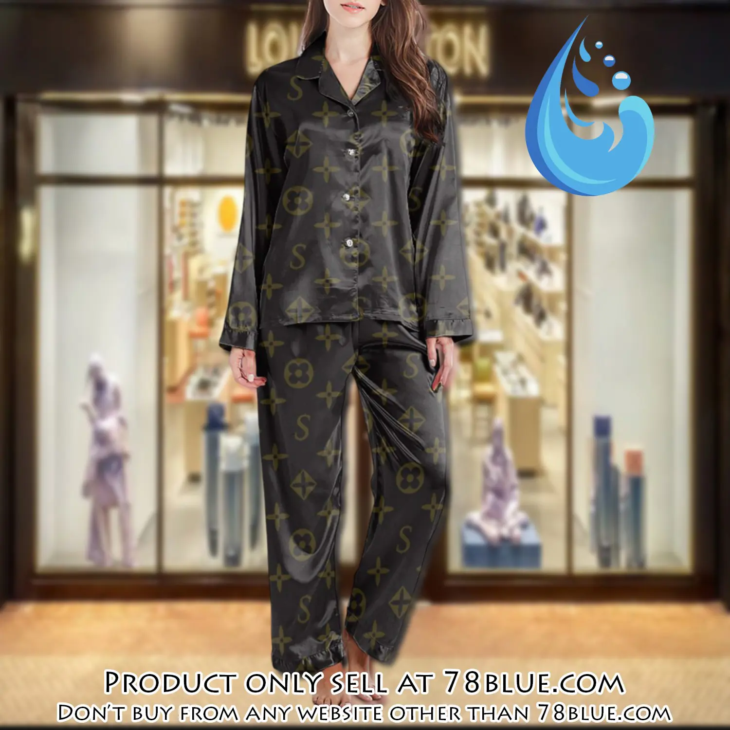 Lv monogram long satin pajama set pjs1019 78b2027158